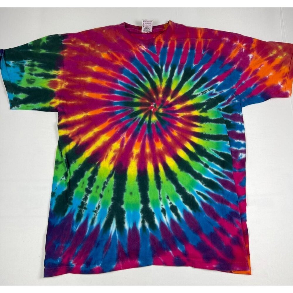Vintage Anvil Mens XL Tie Dye T-Shirt Short Sleeve Spiral Multicolored Hippie